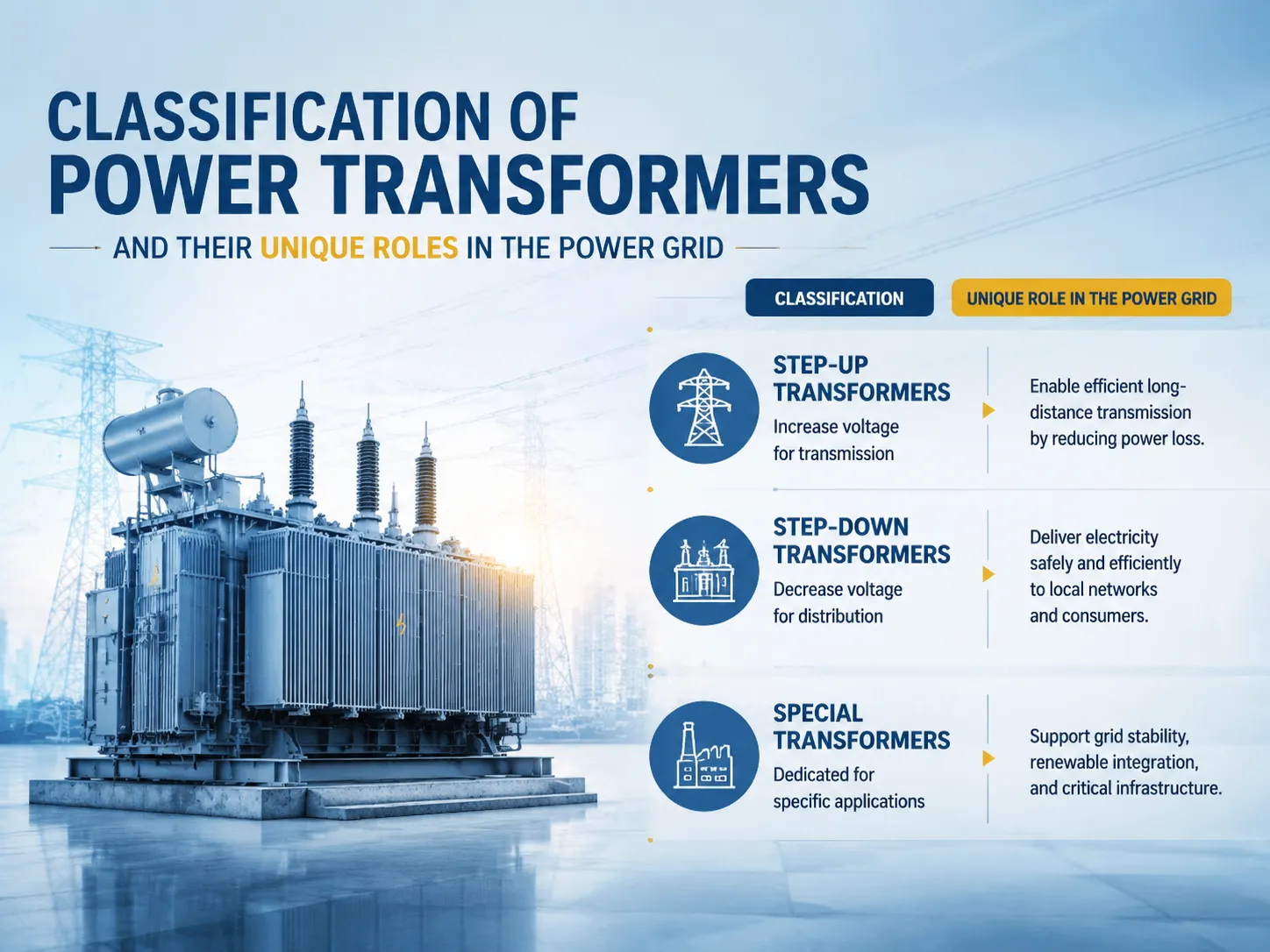Classification Of Power Transformers And Their Unique Roles In The Power Grid
