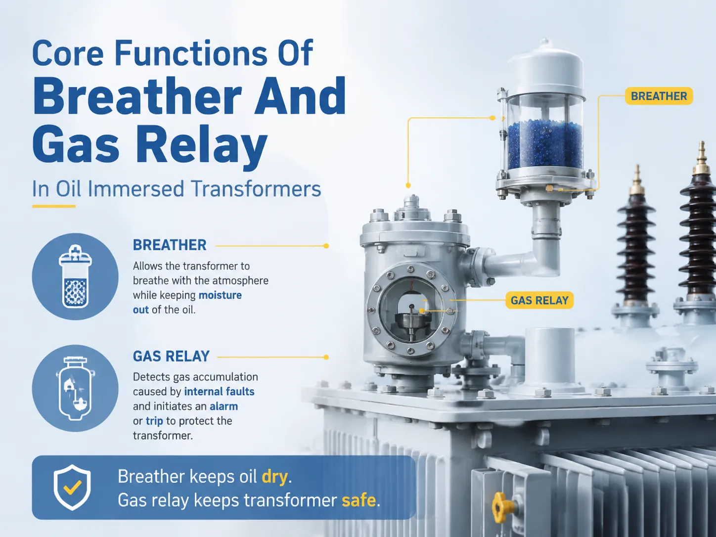 Core Functions Of Breather And Gas Relay In Oil Immersed Transformers