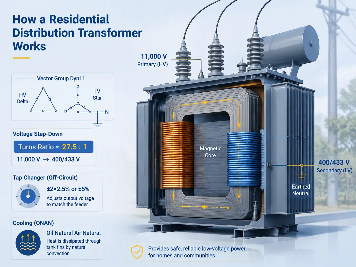How a Residential Distribution Transformer Works