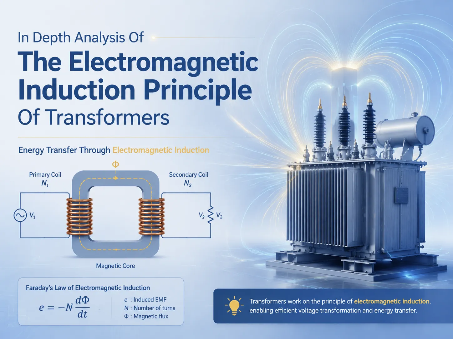 In Depth Analysis Of The Electromagnetic Induction Principle Of Transformers