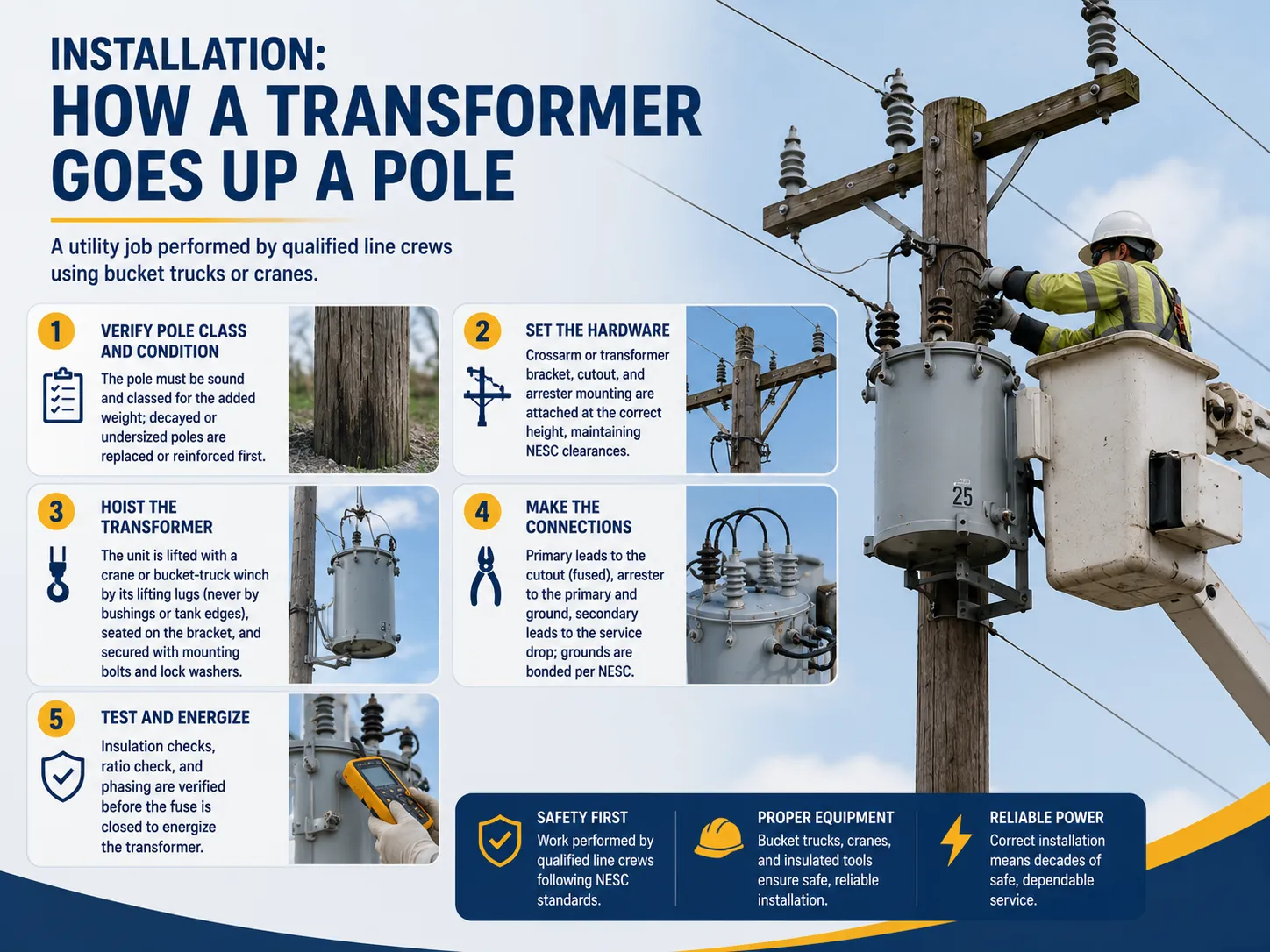 Installation: How a Transformer Goes Up a Pole