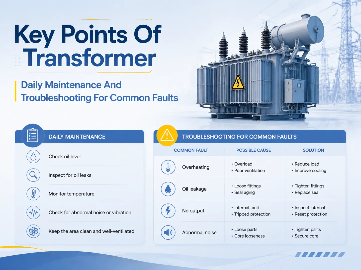 Key Points Of Transformer Daily Maintenance And Troubleshooting For Common Faults