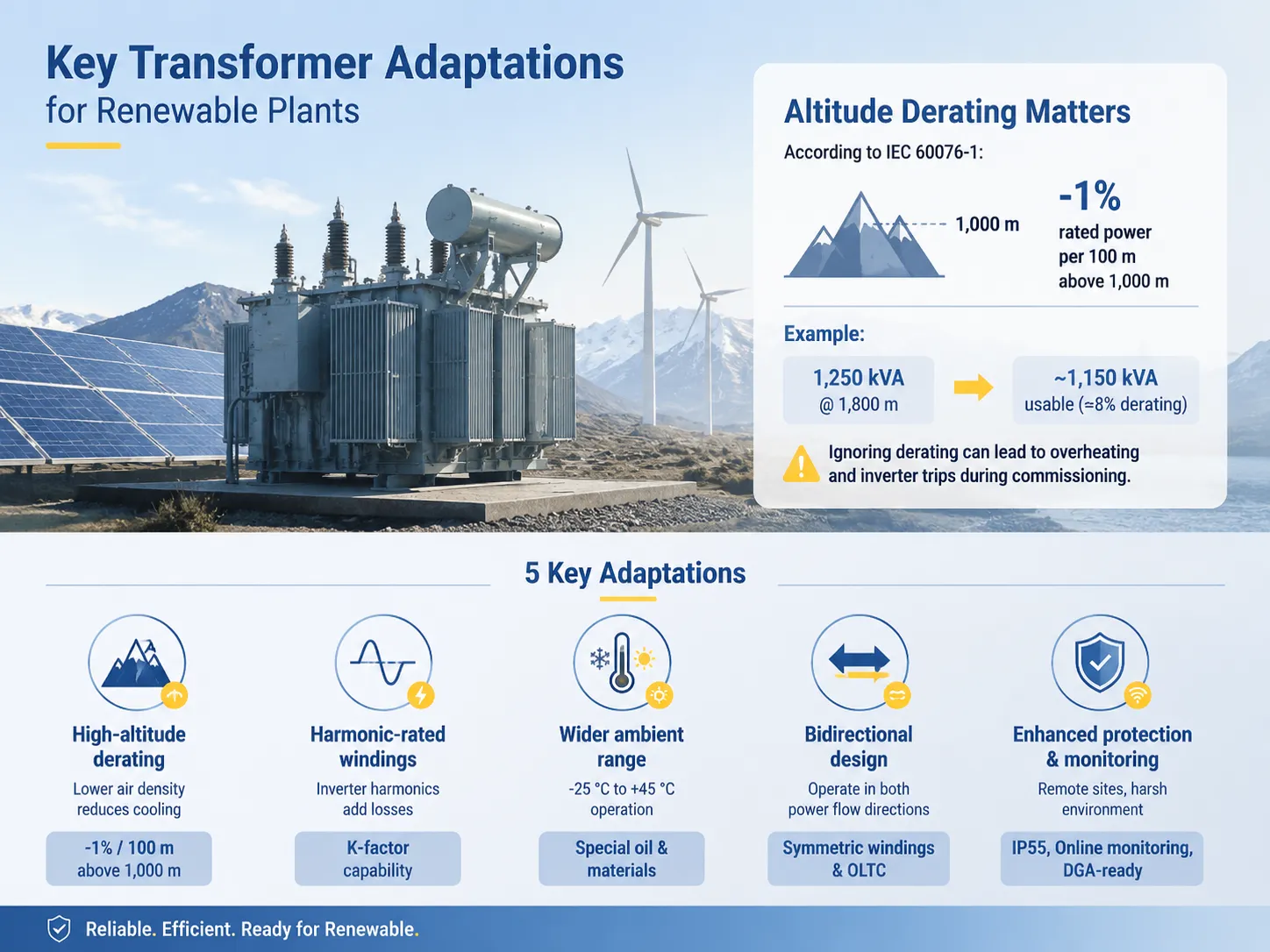 Key Transformer Adaptations for Renewable Plants