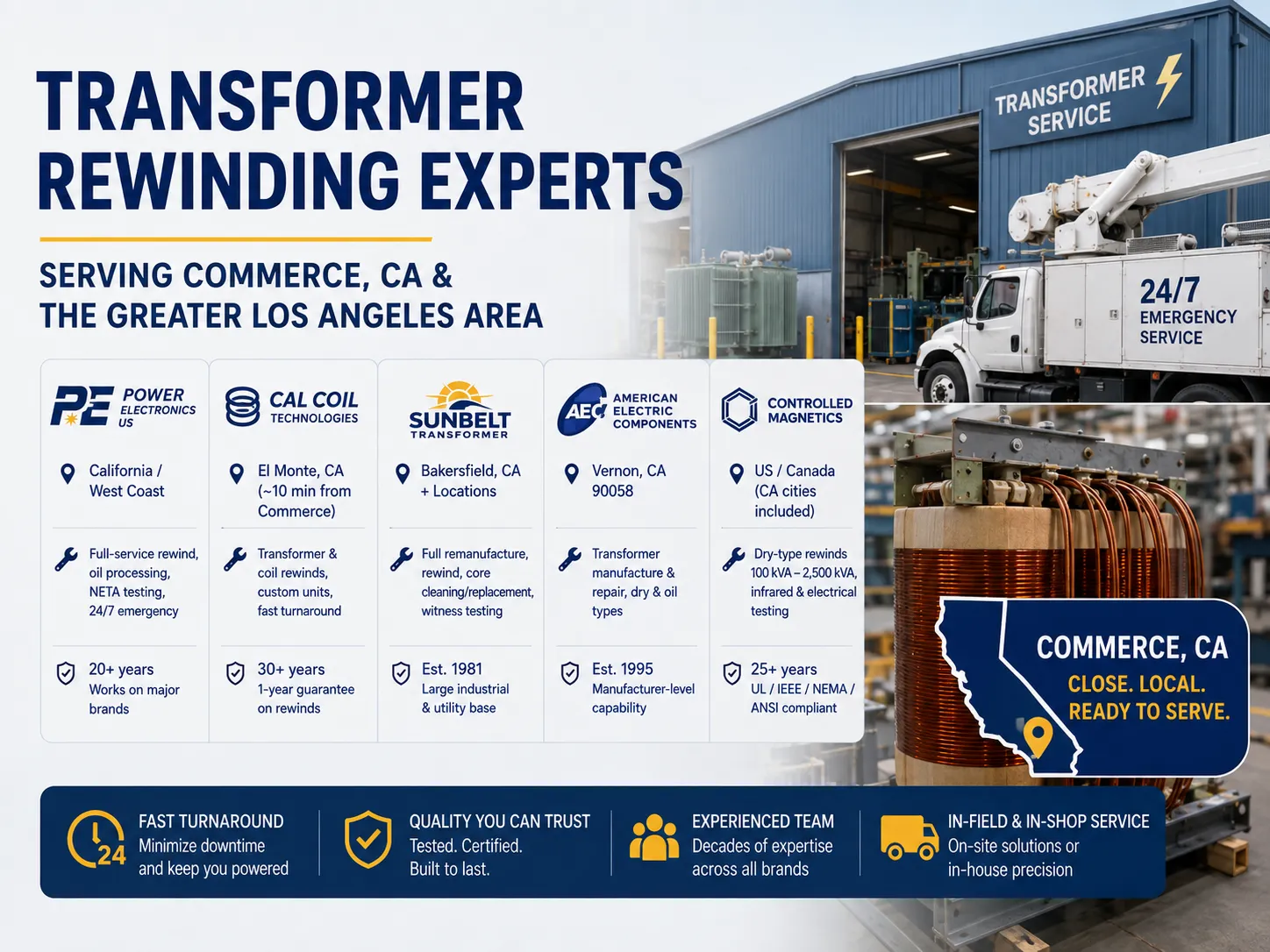 Rewinding Service Providers Serving the Commerce, CA Area