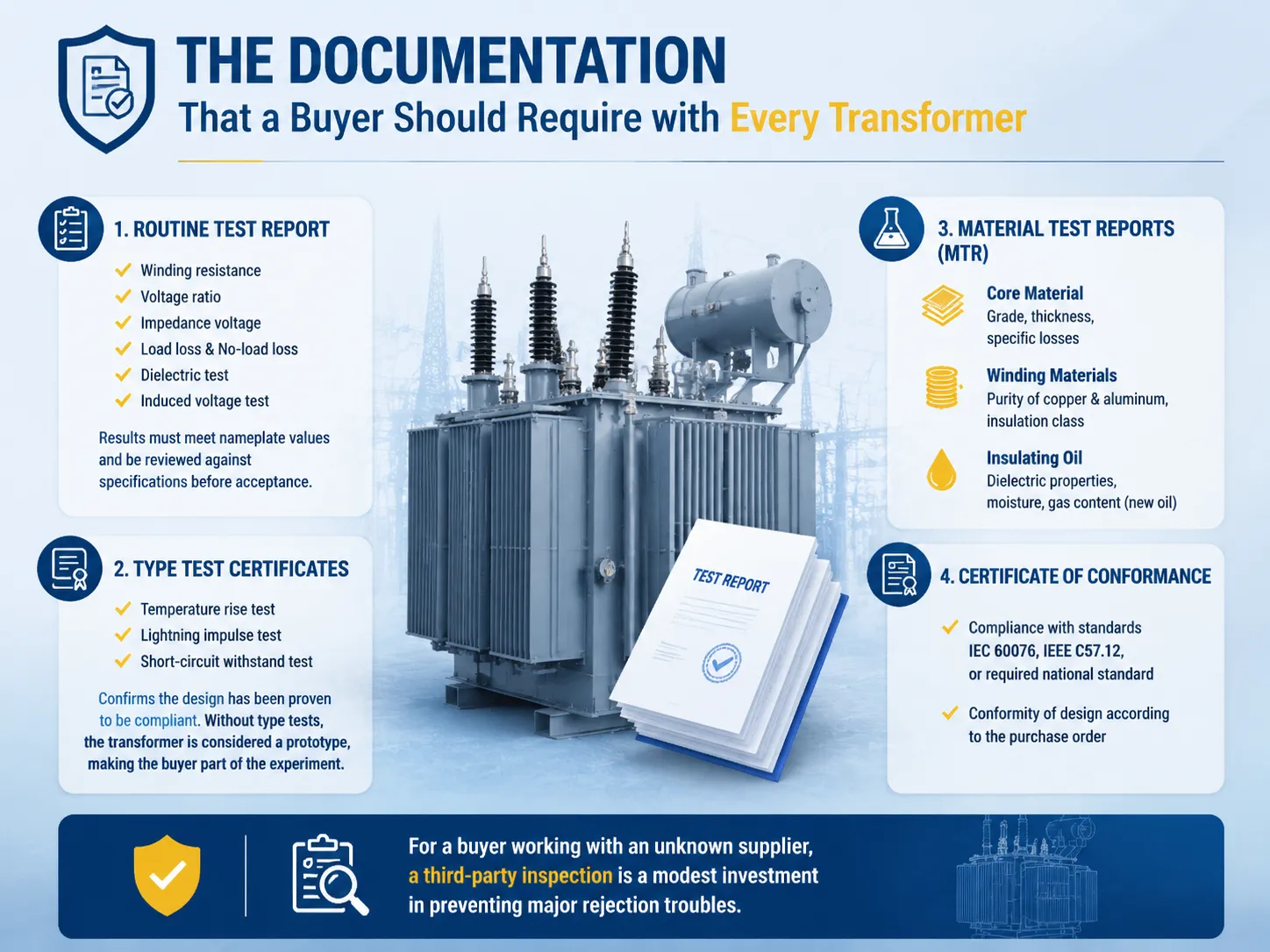 The Documentation That a Buyer Should Require with Every Transformer
