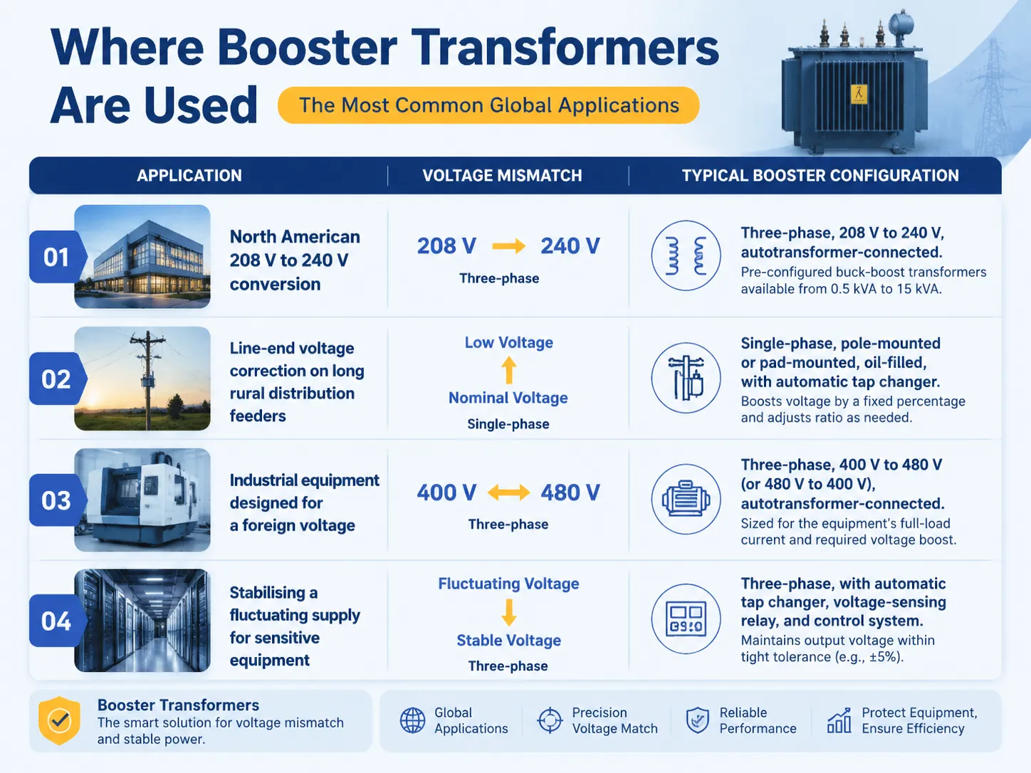 Where Booster Transformers Are Used The Most Common Global Applications