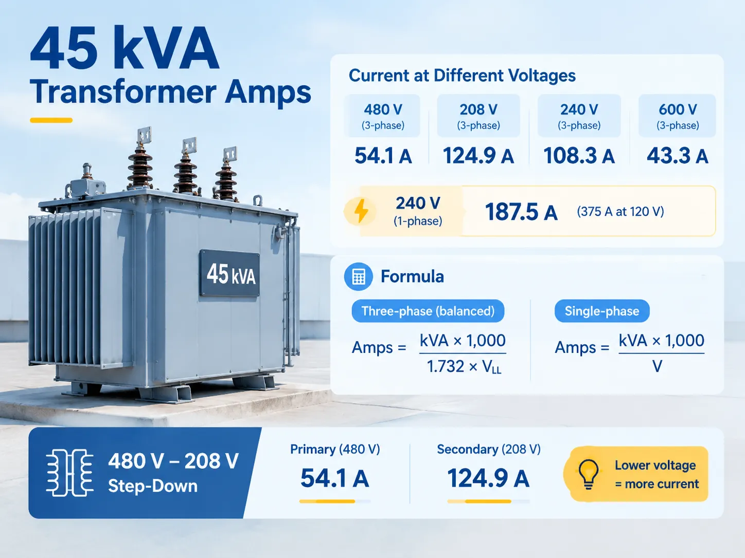 45 kVA Transformer Amps