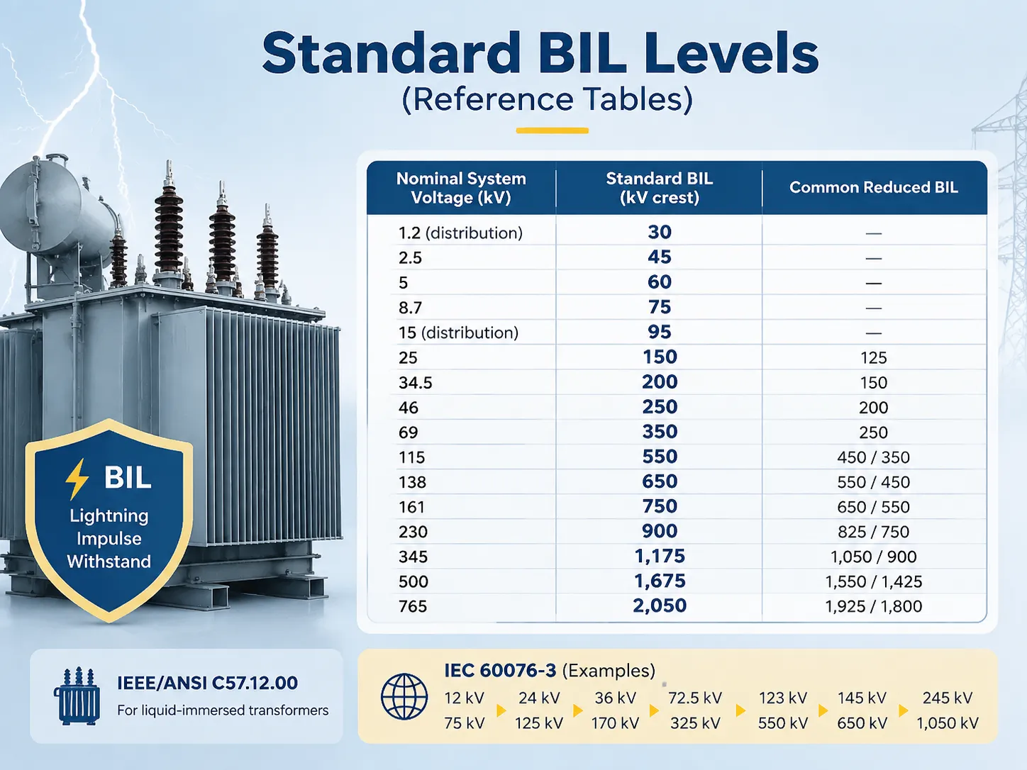 Standard BIL Levels (Reference Tables)