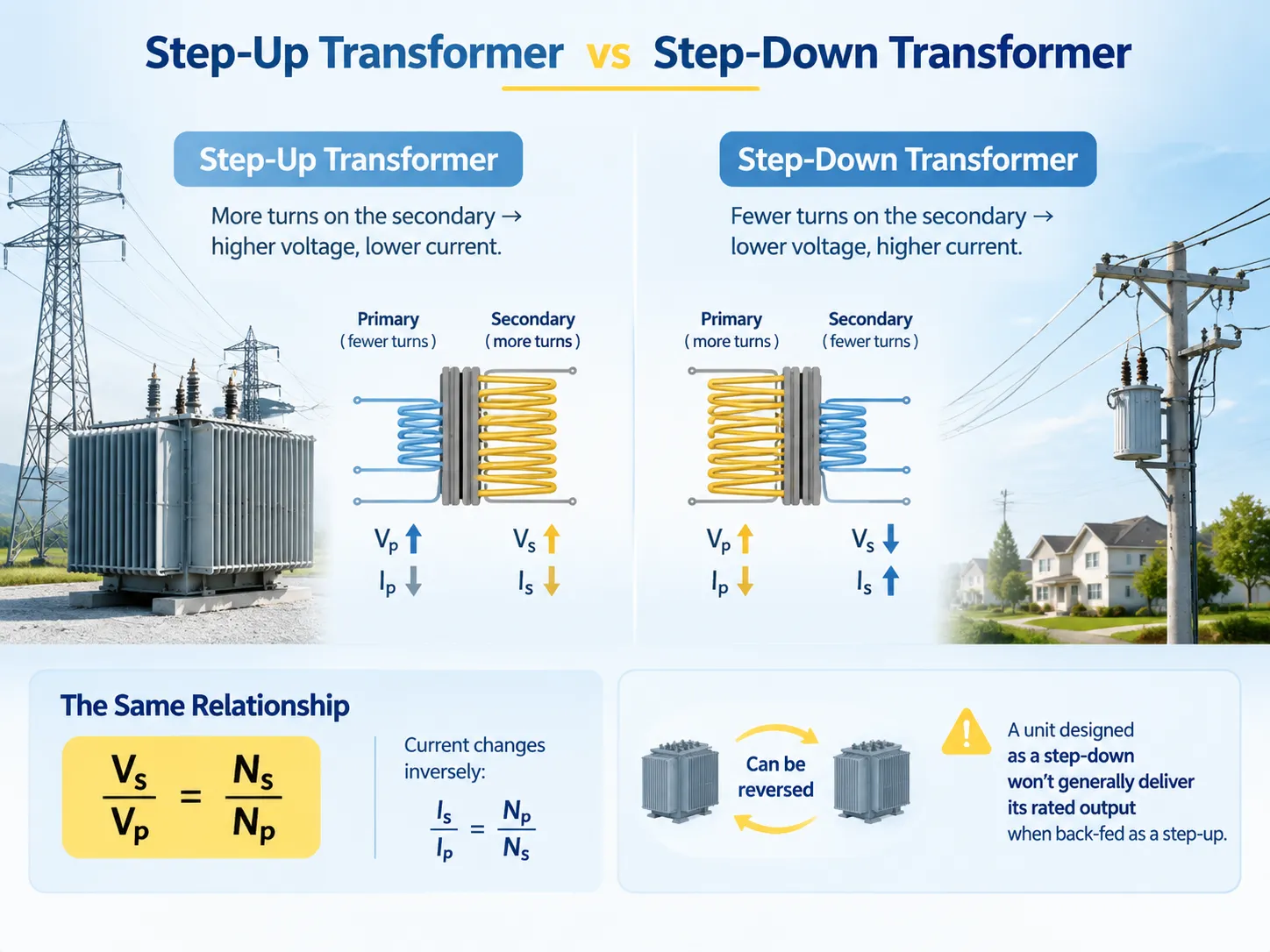 Step-Up Transformer vs Step-Down Transformer