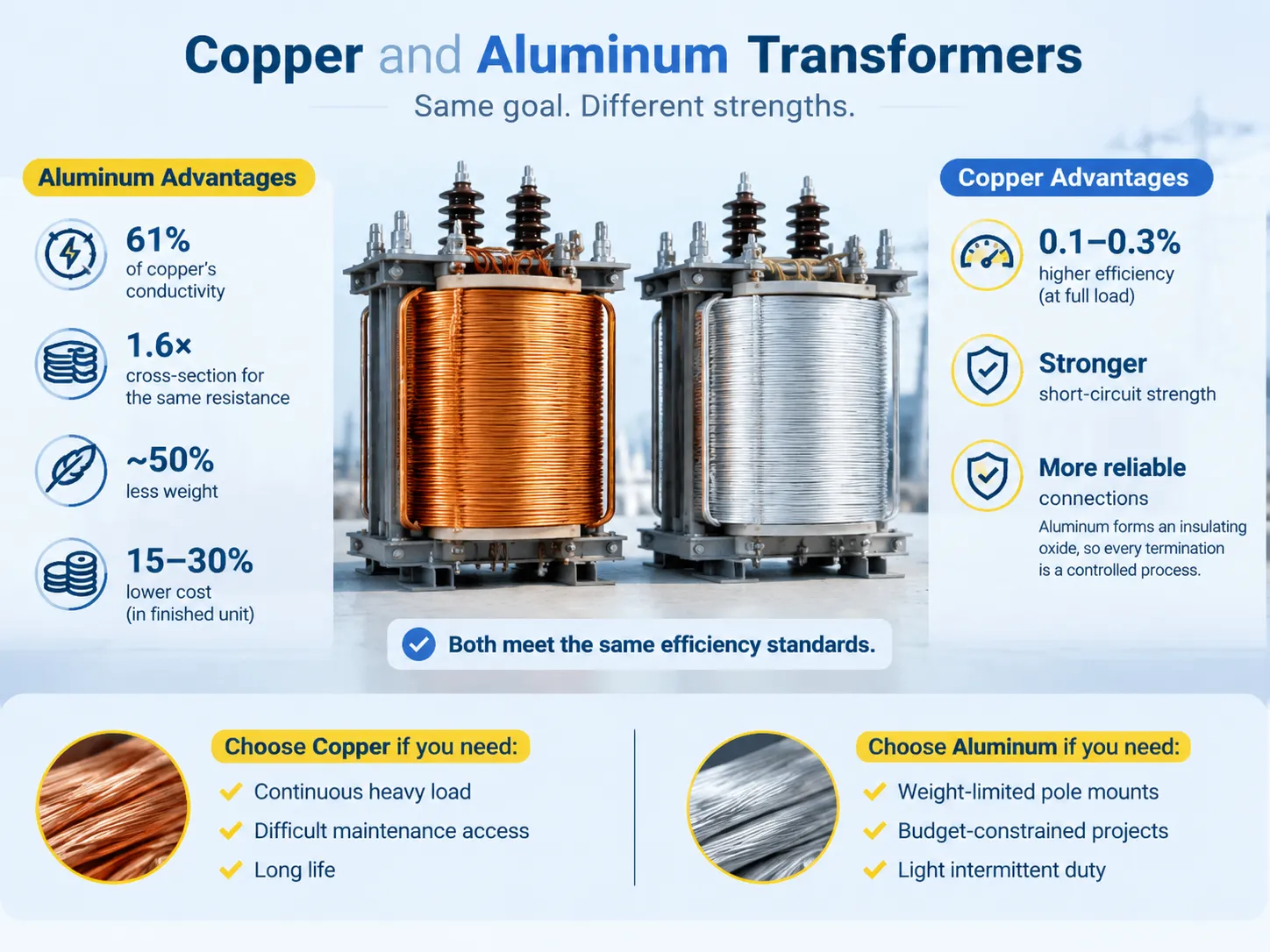 Copper and Aluminum Transformers: What the Winding Metal Actually Changes